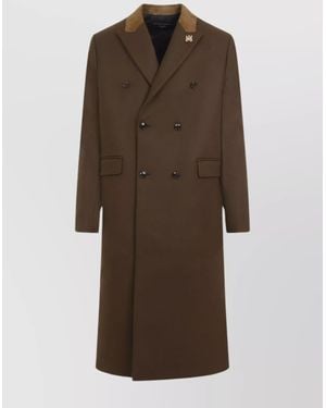 Amiri Double Breasted Wool And Nylon Blend Coat - Brown