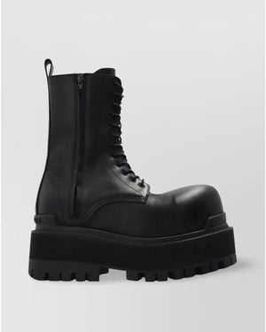 Balenciaga Oversized Leather Boots With Chunky Rubber Sole - Black