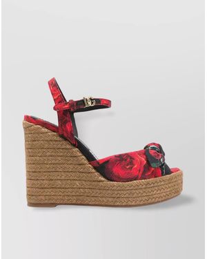 Dolce & Gabbana Bow Detail Espadrille Wedge Sandals - Pink