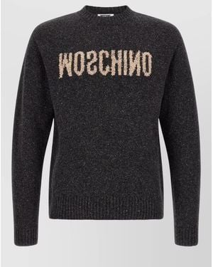 Moschino Logo Front Crew Neck Jumper Top - Black