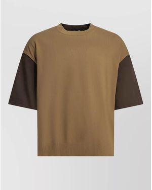 Comme des Garçons Colour Block Knit Crew Neck T-Shirt - Natural