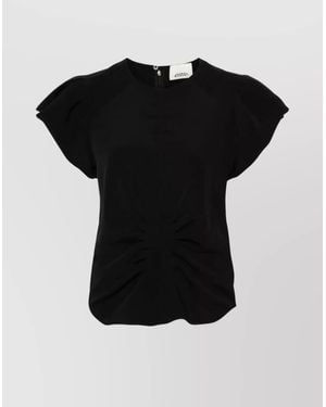 Isabel Marant Tullya Top With Ruffled Sleeves And Ruched Detail - Black