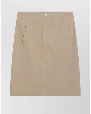 Burberry High Waist Knee-Length Skirt With Side Pockets - Natural