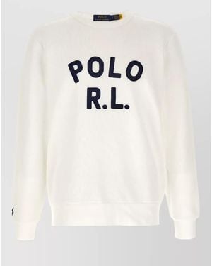 Polo Ralph Lauren Logo Crew Neck Sweatshirt Long Sleeves - Natural