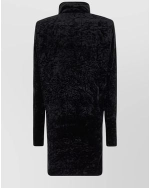 Saint Laurent Padded Velvet Turtleneck Maxi Dress - Black