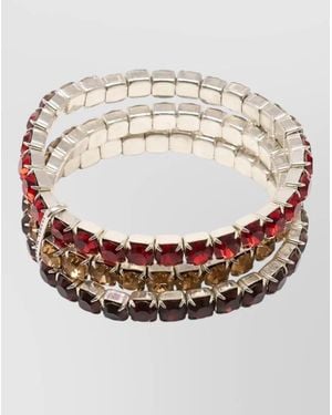 Isabel Marant Metal Bracelet Set Stacked Square Stones - Natural
