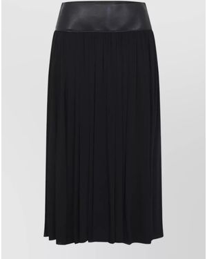 Alaïa Pleated Belted Midi Skirt - Black