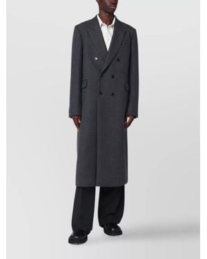 Dries Van Noten Long Double Breasted Wool Outerwear - Blue
