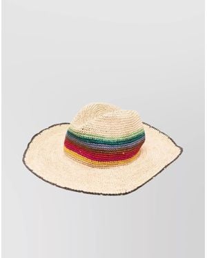 Paul Smith Wide Brim Straw Crochet Hat - Natural