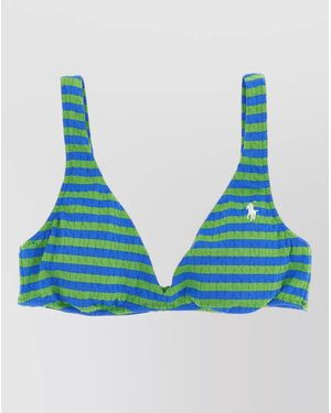 Polo Ralph Lauren Pony Triangle Bikini Top Striped Straps - Blue
