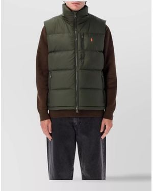 Polo Ralph Lauren Quilted Sleeveless High Collar Vest - Green