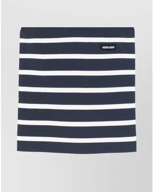 Miu Miu Ribbed Knitwear With Striped Spaghetti Straps - Blue