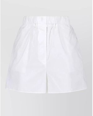 Frankie Shop Straight Shorts Elastic Waistband Pleated Design - White