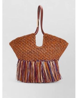 Zimmermann Raffia Woven Fringed Tote Bag - Multicolour