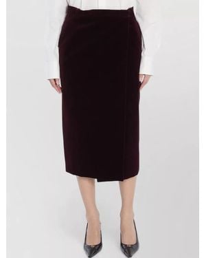 Saint Laurent Cotton Midi Wrap Skirt - Black
