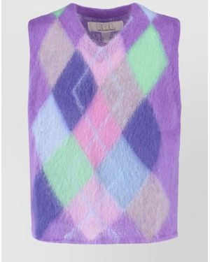 ERL Sleeveless Crewneck Top Argyle Pattern - Purple