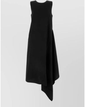 Uma Wang Aura Viscose Blend Midi Asymmetric Dress - Black