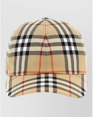 Burberry Check Pattern Cap Curved Brim Design - Metallic