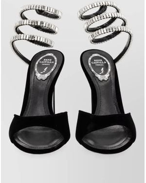 Rene Caovilla Velvet Sandals - Black