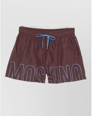 Moschino Logo Print Swim Shorts - Red