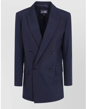 MM6 by Maison Margiela Tailored Blazer Double Breasted Jacket - Blue
