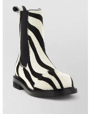 Moschino Zebra Pattern Ankle Boots Elastic Panels - Black