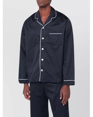 Tekla Striped Pajama Shirt - Blue