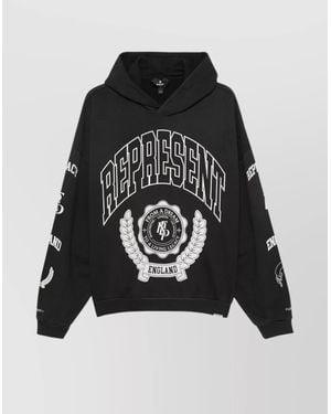 Represent Hooded Sweatshirt With Graphic Print Design - Black