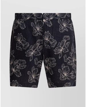 Vince Floral Linen Chino Shorts - Blue