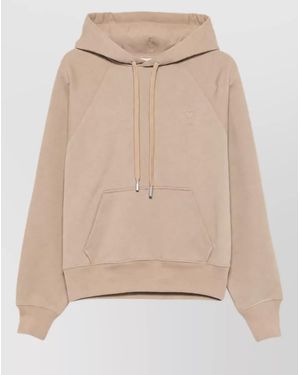 Ami Paris Cotton Ami De Coeur Hoodie - Natural
