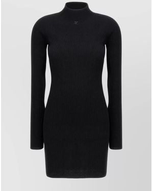 Courreges Ribbed Mock Neck Mini Dress - Black
