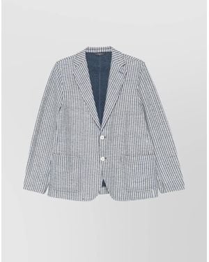 Circolo 1901 Checkered Cotton And Linen Blend Jacket - Blue