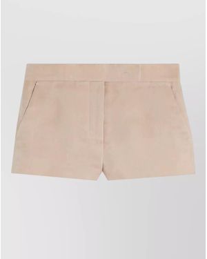 Max Mara Mxsaerosi Tailored Shorts Belt Loops Pockets - Natural