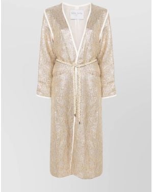 Forte Forte Shiny Long Coat Detachable Belt - Natural