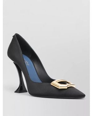 Lanvin Pumps Sculpted Heel Pointed Toe Tone Buckle - Blue