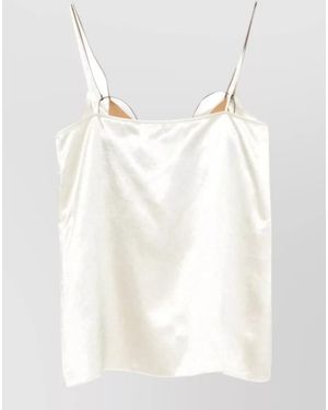 Alysi Satin Camisole Top Relaxed Fit Straps - White