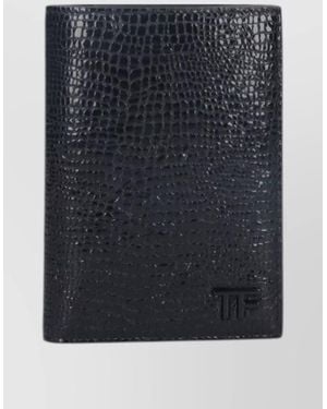 Tom Ford Bi Fold Wallets Embossed Texture Design - Blue
