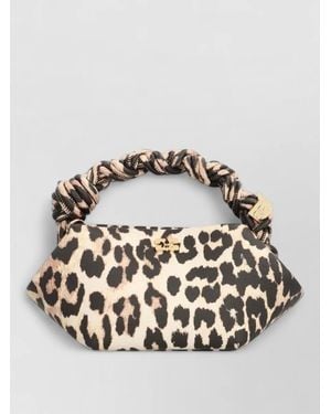Ganni Animal Print Shoulder Bag Detachable Strap - Metallic