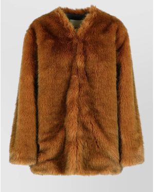 Isabel Marant 'Aglae' Polyester Faux Fur Coat - Brown