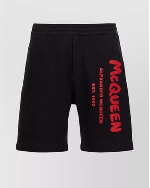 McQueen Cotton Logo-Print Bermuda Shorts - Black