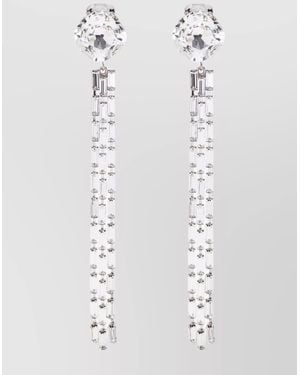 Alessandra Rich Crystal Embellished Fringed Dangling Earrings - White