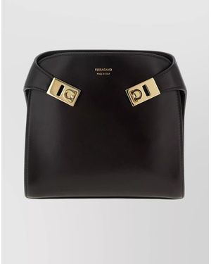 Ferragamo Belt Bag With Top Handle And Hardware - Black