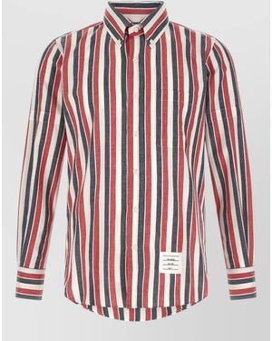 Thom Browne Madras Cotton Shirt Long Sleeves Stripes - Red