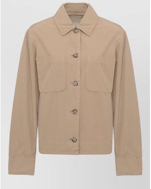 Woolrich Cotton Shirt Jacket Long Sleeve Style - Natural