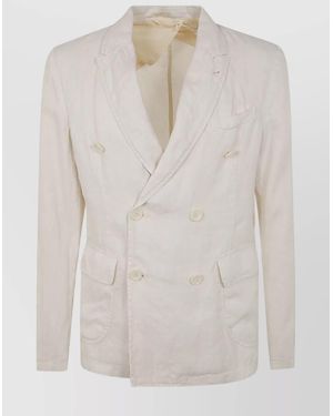 Aspesi Double-Breasted Blazer Notched Lapels - White
