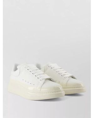 McQueen Oversized Leather Trainers Platform Sole - Natural