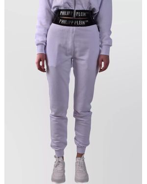 Philipp Plein Pants Elastic Waistband Ribbed Cuffs - Purple
