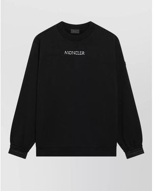 Moncler Crew Neck Long Sleeve Lounge Top - Black