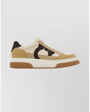Ferragamo Cassina Sneakers With Suede And Leather - Metallic