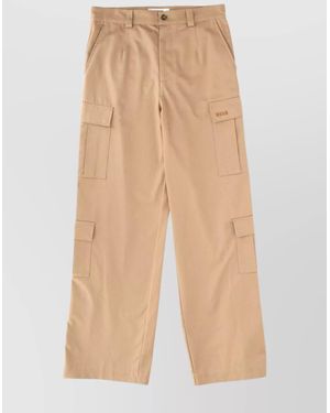 MSGM Cotton Oversized Cargo Trousers - Natural